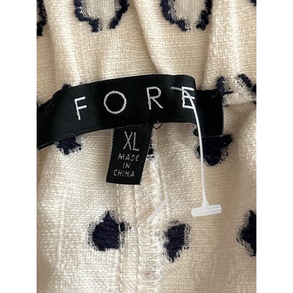 FORE Elastic Waist Ivory & Black Pants With Front Pockets - XL Linen Blend - Picture 3 of 7